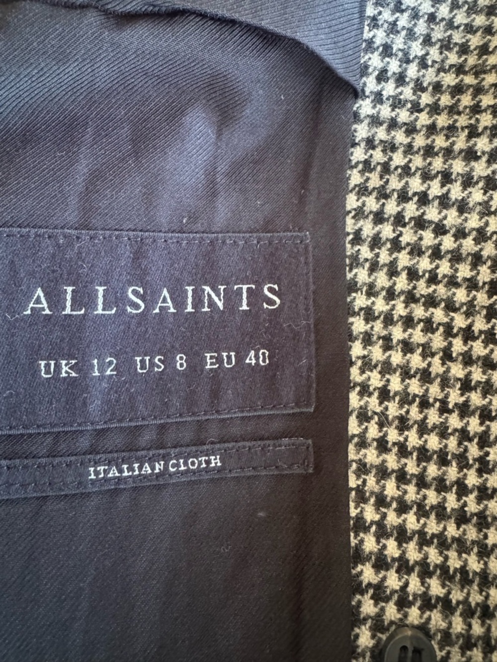NWT All Saints Checked Double-Breasted Blazer Jacket Size 8 - Picture 12 of 13